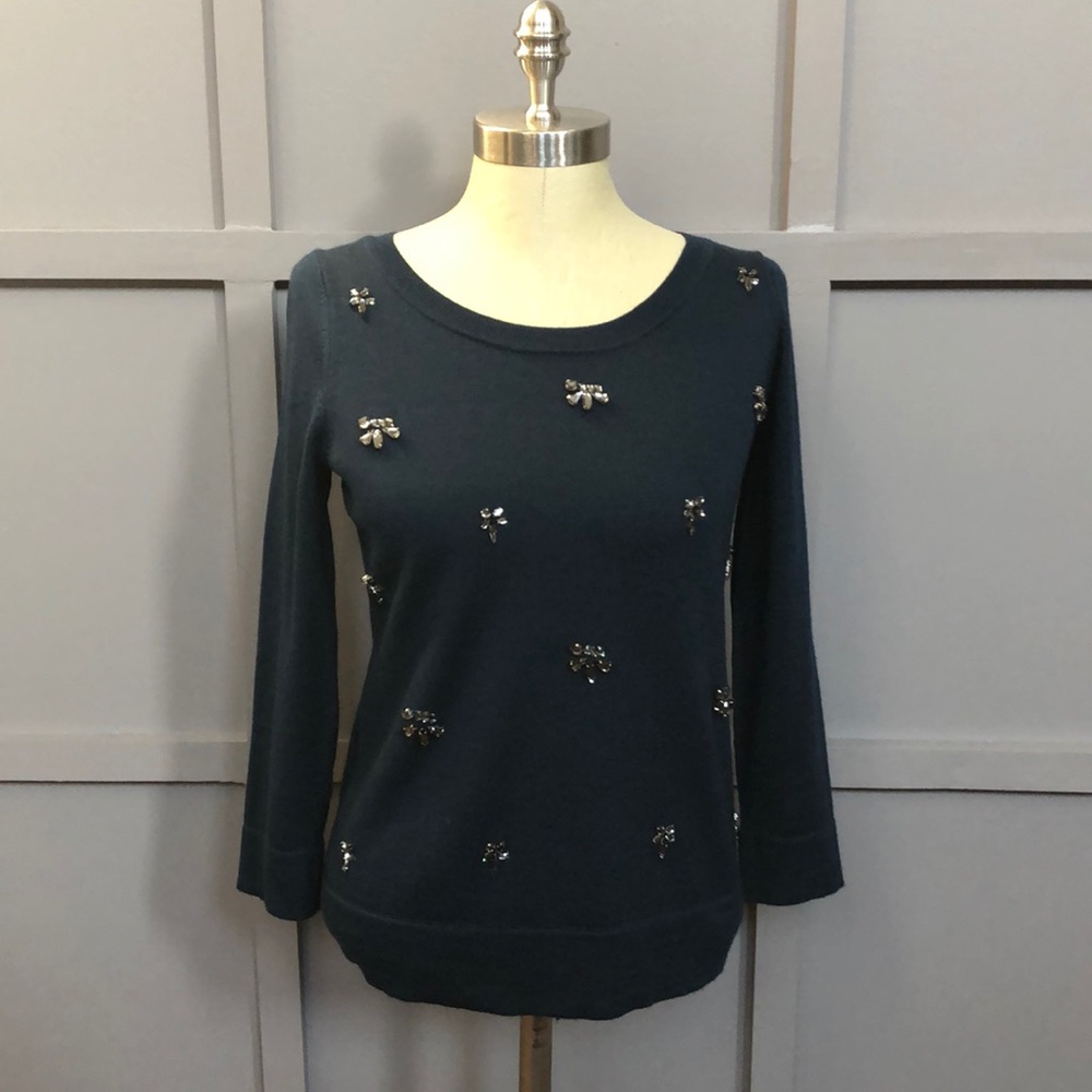 Ann Taylor LOFT blue jewel sweater sz SMALL